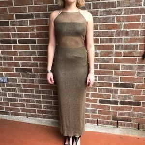 Gold Floor Length Dress NEW NEVER WORN